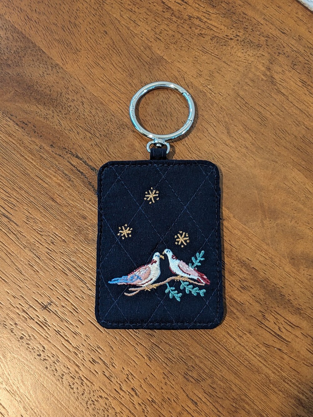 Vera Bradley Card Case Bag Charm in Winter Forest Pattern
